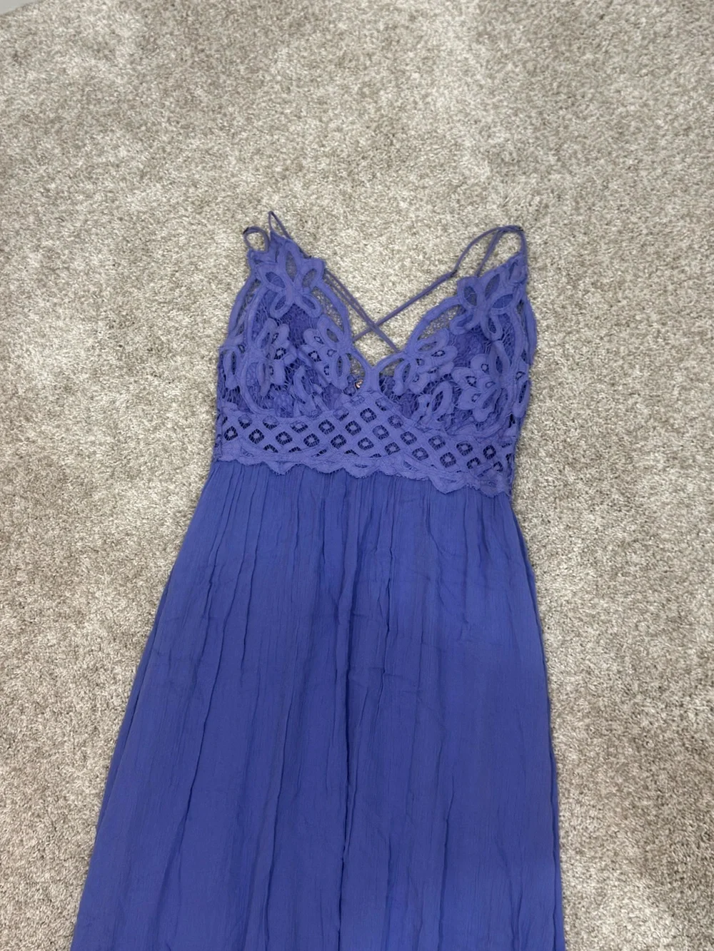 Free People Violet Purple Lace Bodice Spaghetti Strap Maxi Dress